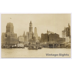 New York / USA: Skyline Woolworth Telephone Building Azor (Vintage RPPC 1920s)