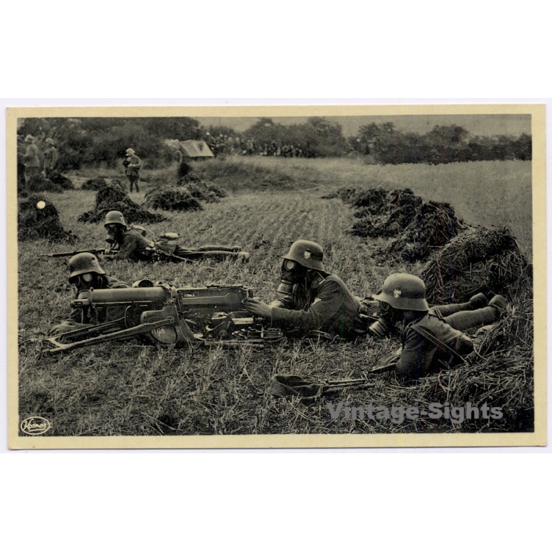 Germany: Unsere Reichswehr MG08 Machine Gun Gas Masks (Vintage PC 1920s)