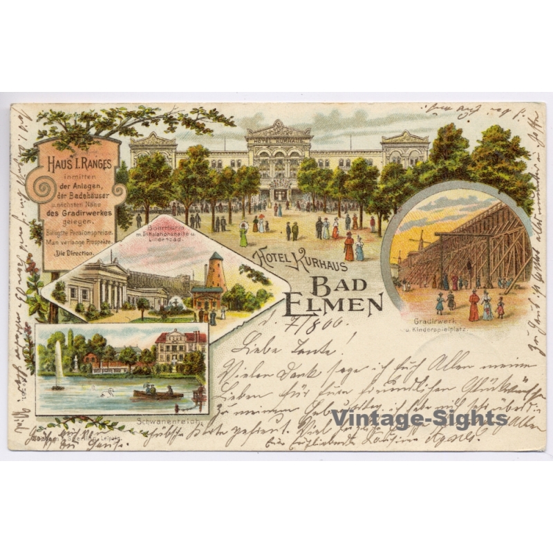 Bad Elmen / Germany: Hotel Kurhaus Gradirwerk (Vintage PC Litho 1900)