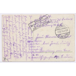 WWI German Propaganda: Trench Night Searchlight Konstanz Censor Postmark (Vintage PC 1915)