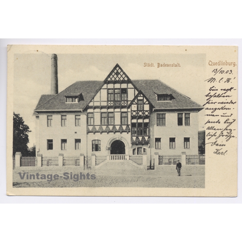 Quedlinburg / Germany: Städtische Badeanstalt Municipal Baths (Vintage PC 1903)