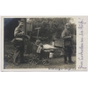 WWI: German Soldiers Accordion Wicker Pram Rifle Feldpost (Vintage RPPC 1916)
