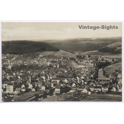 Tuttlingen / Germany: Danube River Panorama Riedlingen Postmark (Vintage RPPC 1930)