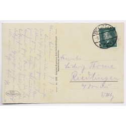 Tuttlingen / Germany: Danube River Panorama Riedlingen Postmark (Vintage RPPC 1930)