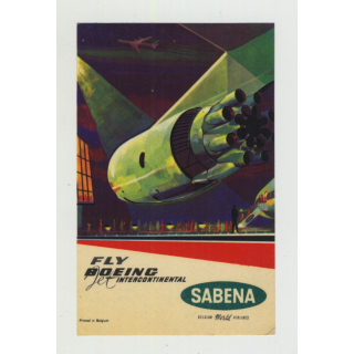 Fly Boing Jet International / Sabena Belgian World Airlines (Vintage Luggage Label)