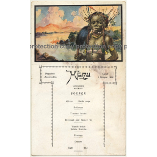 Vintage Menu Paquebot Anversville 2. Novem. 1930 / Congo - Tribal - Steamer