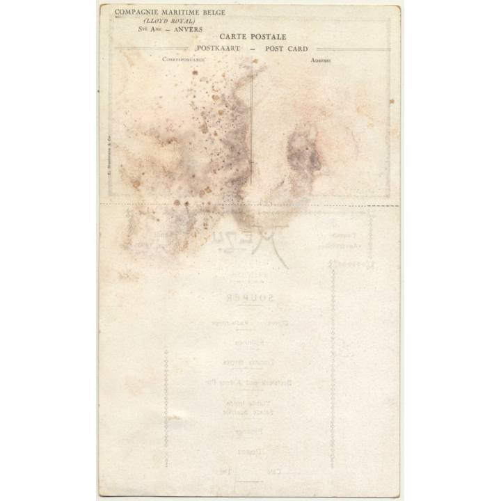 Vintage Menu Paquebot Anversville 2. Novem. 1930 / Congo - Tribal - Steamer