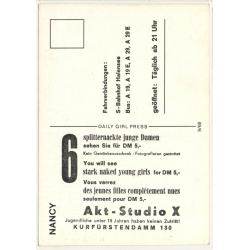 Nude Showgirl Nancy / Akt-Studio X - Kurfürstendamm (Vintage PC Berlin 1960s)