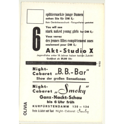 Nude Showgirl Olivia / Akt-Studio X - Kurfürstendamm (Vintage PC Berlin 1960s)