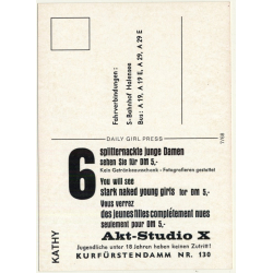 Nude Showgirl Kathy / Akt-Studio X - Kurfürstendamm (Vintage PC Berlin 1960s)