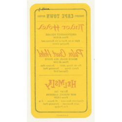 Tudor Hotel - Palm Court Hotel - Hemsley - Cape Town / South Africa (Vintage Luggage Label)