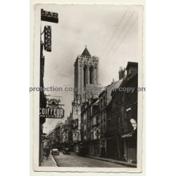 Caen - France: Rue Et Eglise Saint-Jaen / Bar André - Coiffeur (Vintage RPPC 1940)