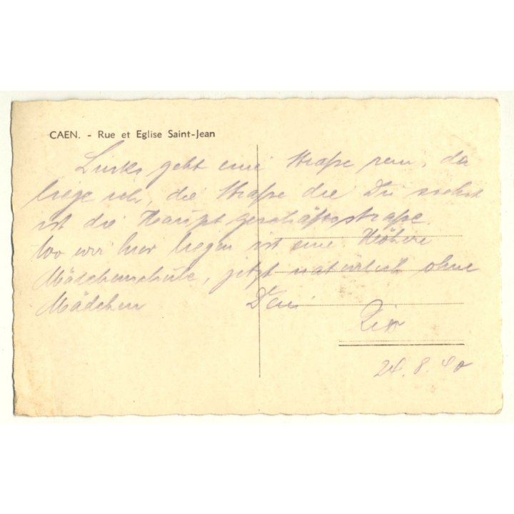 Caen - France: Rue Et Eglise Saint-Jaen / Bar André - Coiffeur (Vintage RPPC 1940)