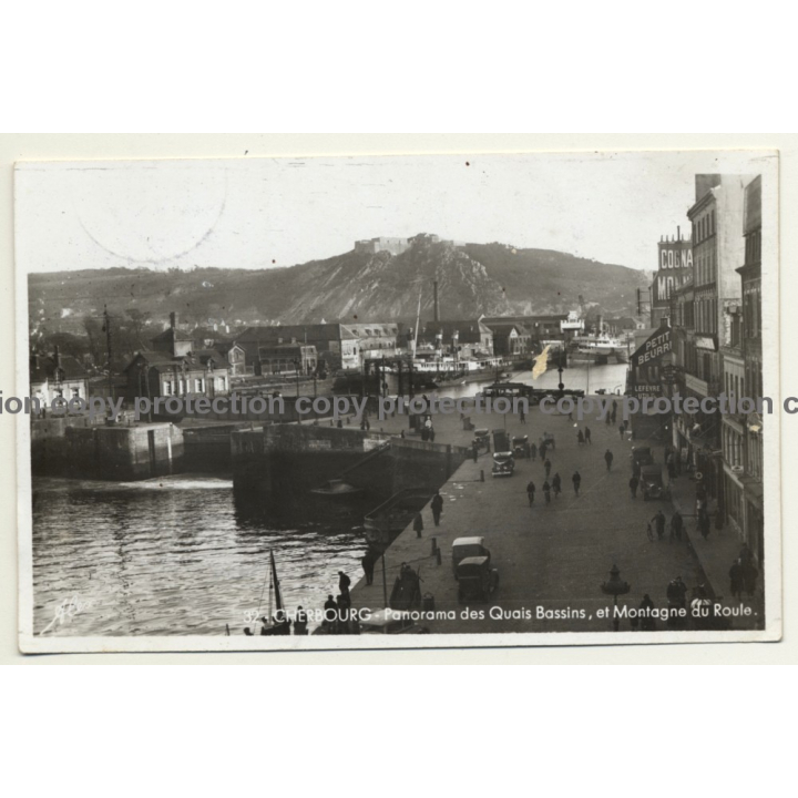 Cherbourg - France: Panorama Des Quais Bassins (Vintage RPPC 1941)