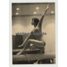 GDR Gymnast On Beam / DDR Turnerin Auf Barren (Vintage Real Photo Postcard)