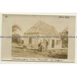 Congo - Belge: Restauration Of A Porch / Builders (Vintage Photo Sepia 1913)