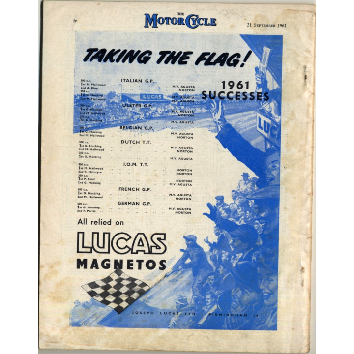 The Motor Cycle / 21 September 1961 (Vintage UK Bike Magazine)