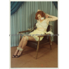 Redheaded Woman Tied To Lounge Chair *2 / Bondage - BDSM (Vintage Photo USA ~1970s)