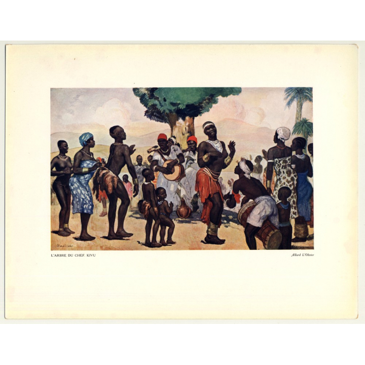 Fernand Allard L'Olivier: L'Arbre Du Chef. Kivu (Vintage Art Print 32 x 25.5 CM ~ 1930s)