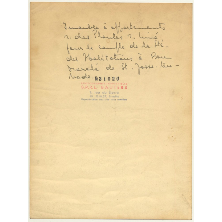 Saint-Josse-Ten-Noode / Bruxelles: Linné-Plantes / Architecture (Vintage Photo Bauters 1970s)