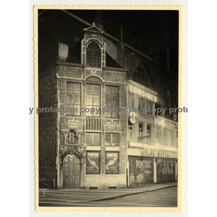 De Govde - Huyve / Bruxelles: De Witte Watch Shop At Night (Vintage Photo ~1930s/1940s)