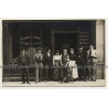 Rue de Mérode / Bruxelles: Delhaize Fres & Cie Le Lion / Cinzano (Vintage RPPC ~ 1910)