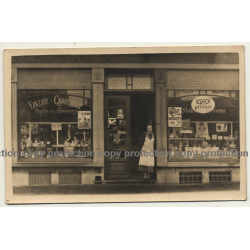Bonneville / Belgium: Epicerie - Charcuterie / Vox Pilsener - Persil Henco (Vintage RPPC ~ 1910s/1920s)