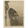 Begian School-Ship L'Avenir *7 / Hoist An Injured Into Dinghy (Vintage Photo ~ 1920s/1930s)