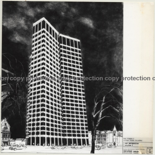 Bruxelles: Tour Trieste 2 / Perspective View - Architecture (Vintage Photo Jean Boucher 1969)