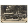 Cool Couple In Roadster W. Coat Of Arms Of Belgium (Vintage RPPC ~1910s/1920s)