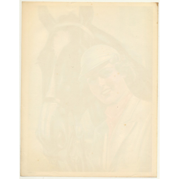 Elegant Horsewoman & Her Horse (Vintage Print Belgium 1940s/1950s  ~ 31 x 24 CM)
