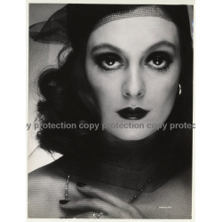 Close-Up Of Brunette Woman's Face (Vintage Fashion Photo 1980s / Wolfgang Klein)