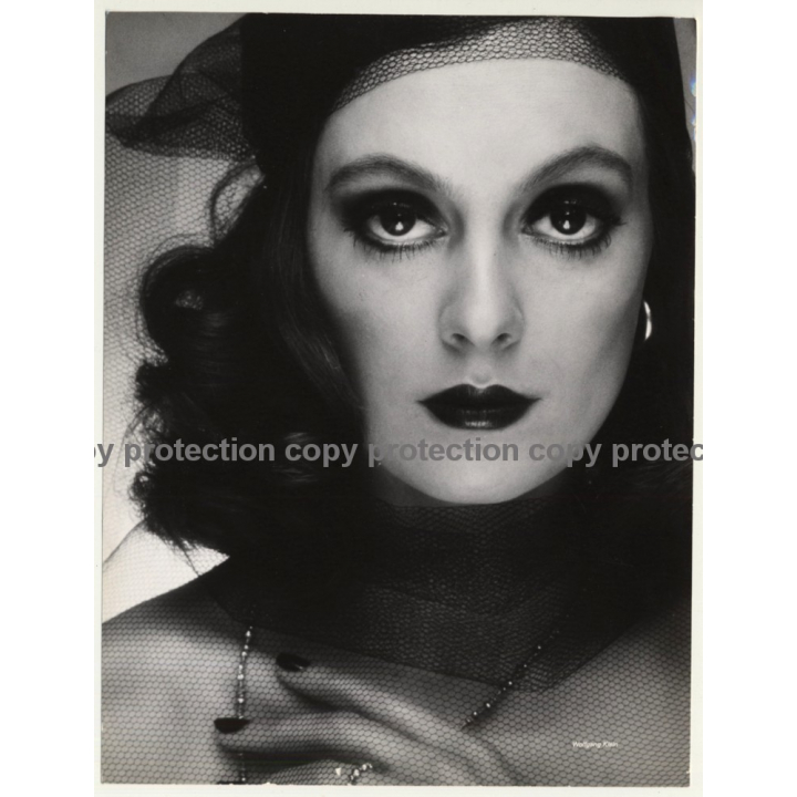 Close-Up Of Brunette Woman's Face (Vintage Fashion Photo 1980s / Wolfgang Klein)