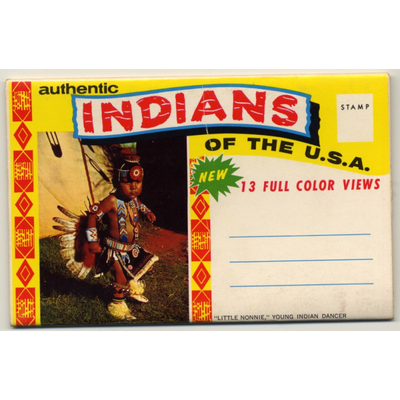 Authentic Indians Of The USA (1950s Postcard Booklet 11 Views)