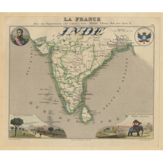 Inde: France And Its Colonies - Migeon Vuillemin (VINTAGE MAP LATE 19th CENTURY)