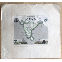 Inde: France And Its Colonies - Migeon Vuillemin (VINTAGE MAP LATE 19th CENTURY)
