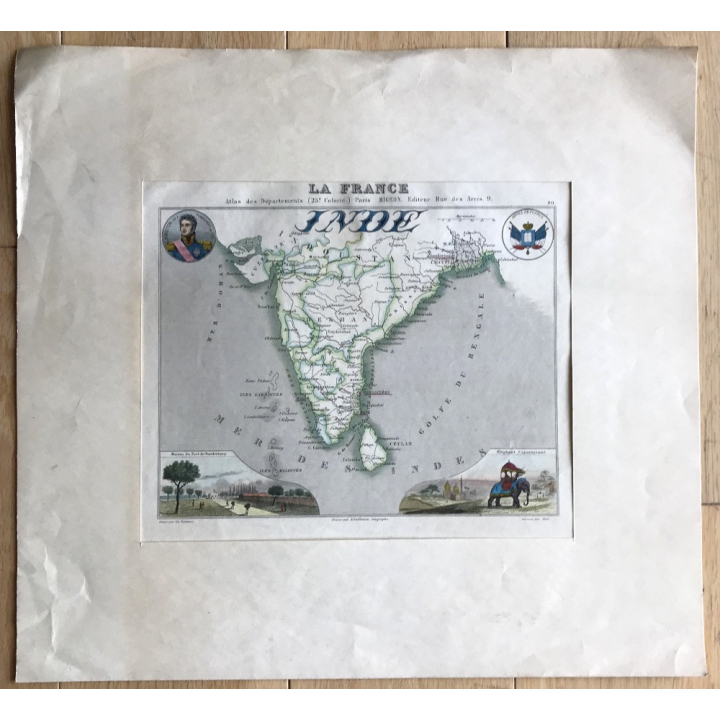 Inde: France And Its Colonies - Migeon Vuillemin (VINTAGE MAP LATE 19th CENTURY)