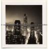 New York: Manhattan At Night / Skyscrapers (Vintage Photo B/W ~ 1960s)