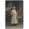 Red Cross Nurse In Uniform / Bonnet - Profession (Vintage RPPC ~1910s Belgium)