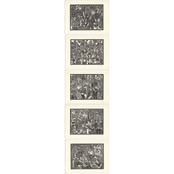 Thierry Lenoir: Portfolio With 5 Woodcuts Lim.Ed. 11/90 (Belgium 1991)