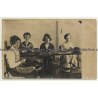 4 Female Milliners At Work / Modiste (Vintage RPPC ~1910/1920s)