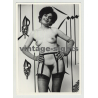 Tiny Nude Woman W. Gloves & Suspenders / 60s Interior (Vintage Amateur Photo)