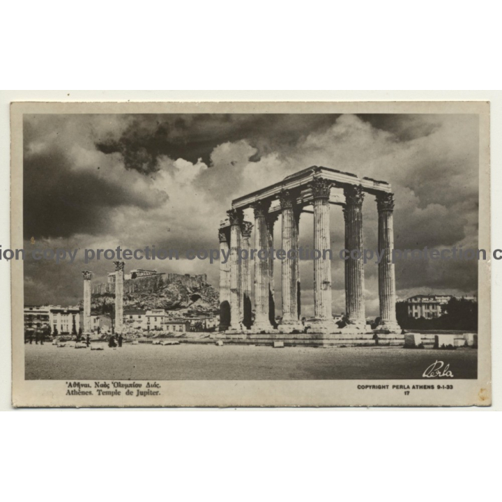 Greece: Athènes Temple Du Jupiter (Vintage RPPC ~1930s)