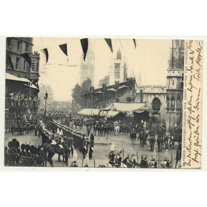 United Kingdom: Majesties Leaving Abbey After Coronation (Vintage Postcard 1902)