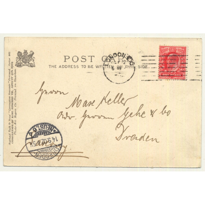 United Kingdom: Majesties Leaving Abbey After Coronation (Vintage Postcard 1902)