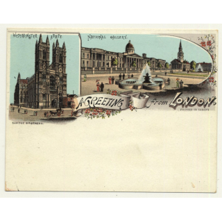 Sandle Brothers / UK: A Greeting From London *3 (Vintage Court Size Postcard ~1900)