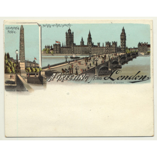 Sandle Brothers / UK: A Greeting From London *4 (Vintage Court Size Postcard ~1900)