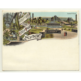 Sandle Brothers / UK: A Greeting From Crystal Palace London (Vintage Court Size Postcard ~1900)