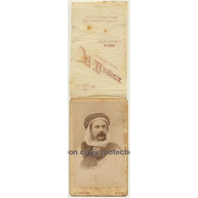 A. Leroux, Alger: Portrait Of Tourist W. Turban (Vintage Cabinet Card Photo ~1900)