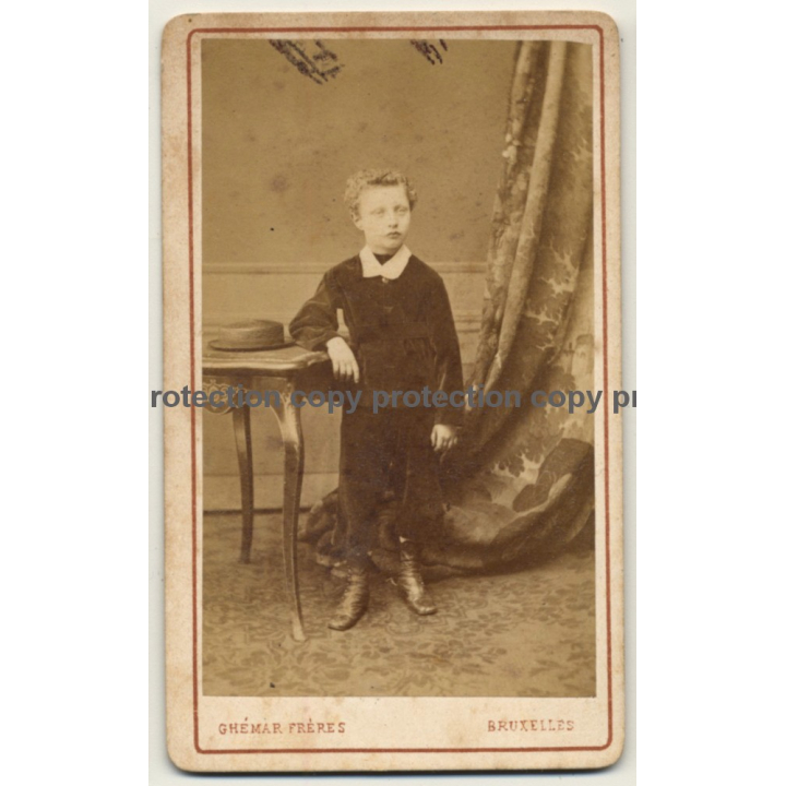 Ghémar Frères / Bruxelles: Young Boy In Salon (Vintage Carte De Visite / CDV ~1870)